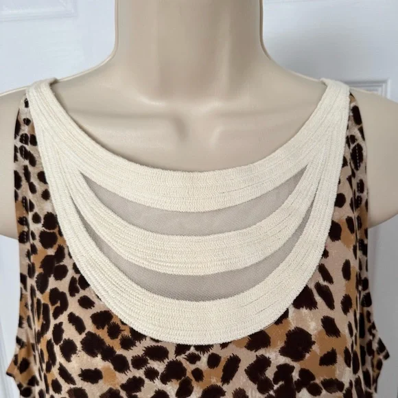 41 Hawthorn Morie Mesh Leopard Print Tank Top - Brown and White - Picture 3 of 8